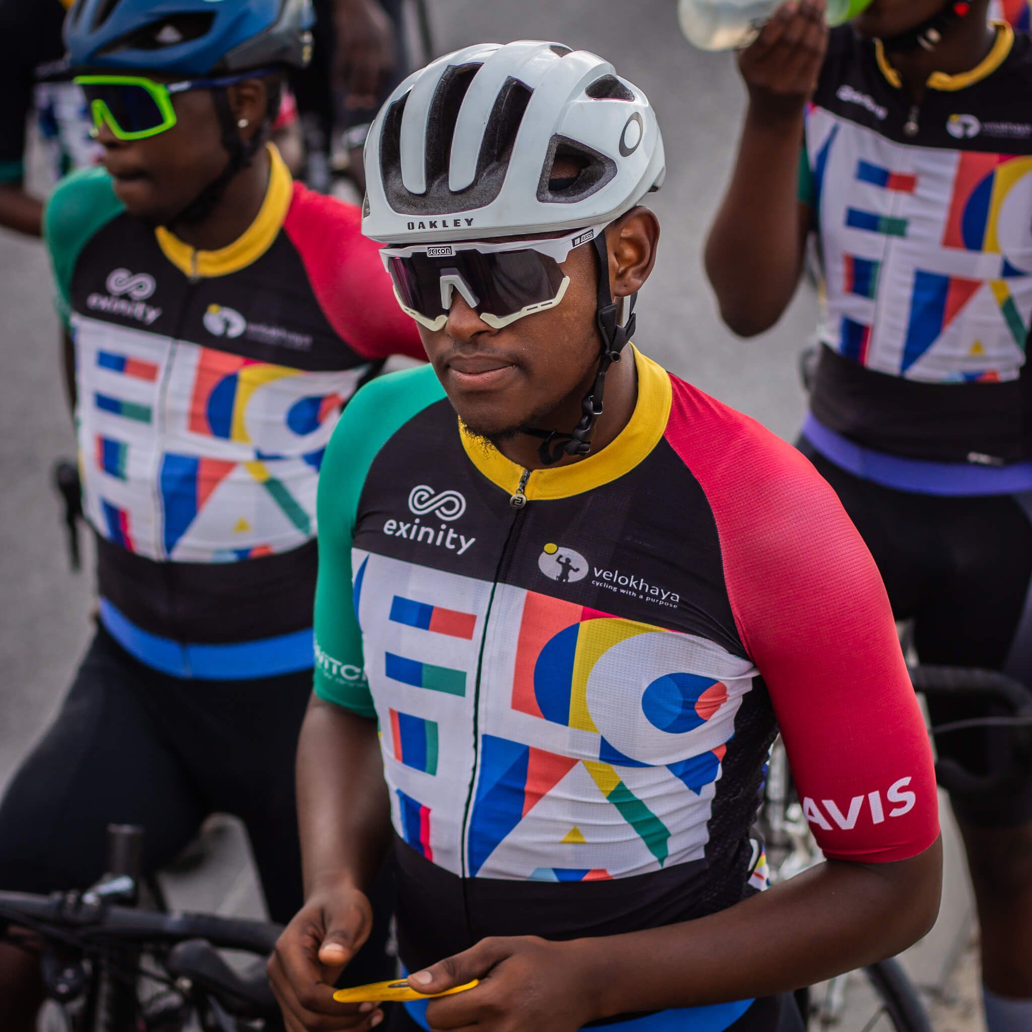 Velokhaya rider in team kit ready to ride